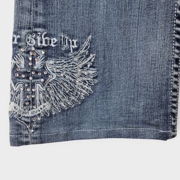 Cowgirl Tuff Jeans Wing & A Prayer Rhinestone Bootcut Low-Rise Y2K Sz 26x33 - Picture 4 of 15